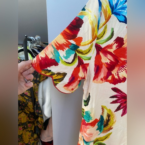 Farm Rio Anthropologie Floral scalloped hem button down shirt dress - Picture 8 of 10